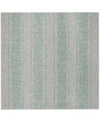 Safavieh Courtyard CY8736 Light Gray and Aqua 6'7" x 6'7" Sisal Weave Square Outdoor Area Rug