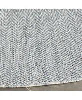 Safavieh Courtyard CY8022 Gray and Navy 5'3" x 5'3" Sisal Weave Round Outdoor Area Rug