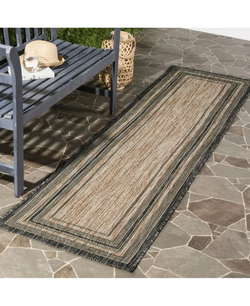 Safavieh Courtyard CY8475 Natural and Black 2'3" x 10' Sisal Weave Runner Outdoor Area Rug