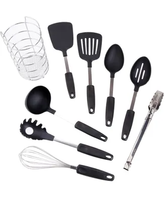 Chef's Better Basics 9 Piece Utensil Set with Round Shape Wire Caddy