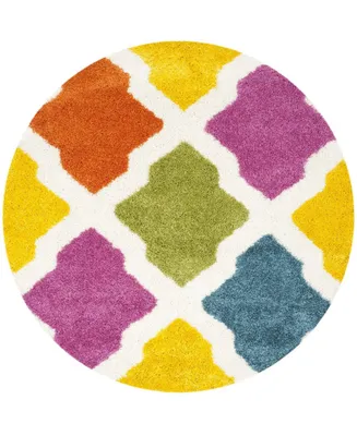 Safavieh Shag Kids SGK562 Ivory and Multi 6'7" x 6'7" Round Area Rug