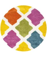 Safavieh Shag Kids SGK562 Ivory and Multi 6'7" x 6'7" Round Area Rug