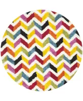 Safavieh Shag Kids SGK565 Ivory and Multi 6'7" x 6'7" Round Area Rug