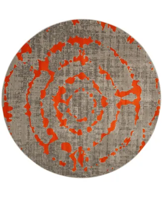 Safavieh Porcello PRL7735 Light Gray and Orange 5'1" x 5'1" Round Area Rug