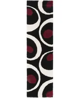 Safavieh Florida Shag SG474 Black and Ivory 2'3" x 8' Runner Area Rug