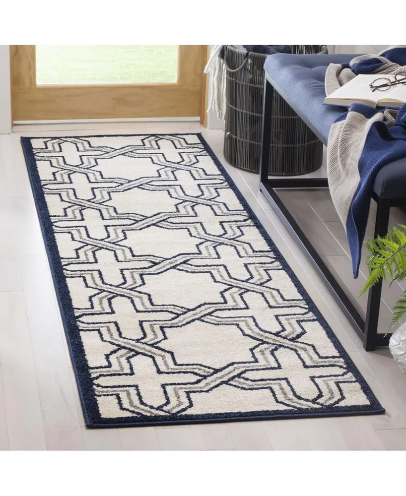Safavieh Amherst AMT413 Ivory and Navy 2'3" x 7' Runner Area Rug