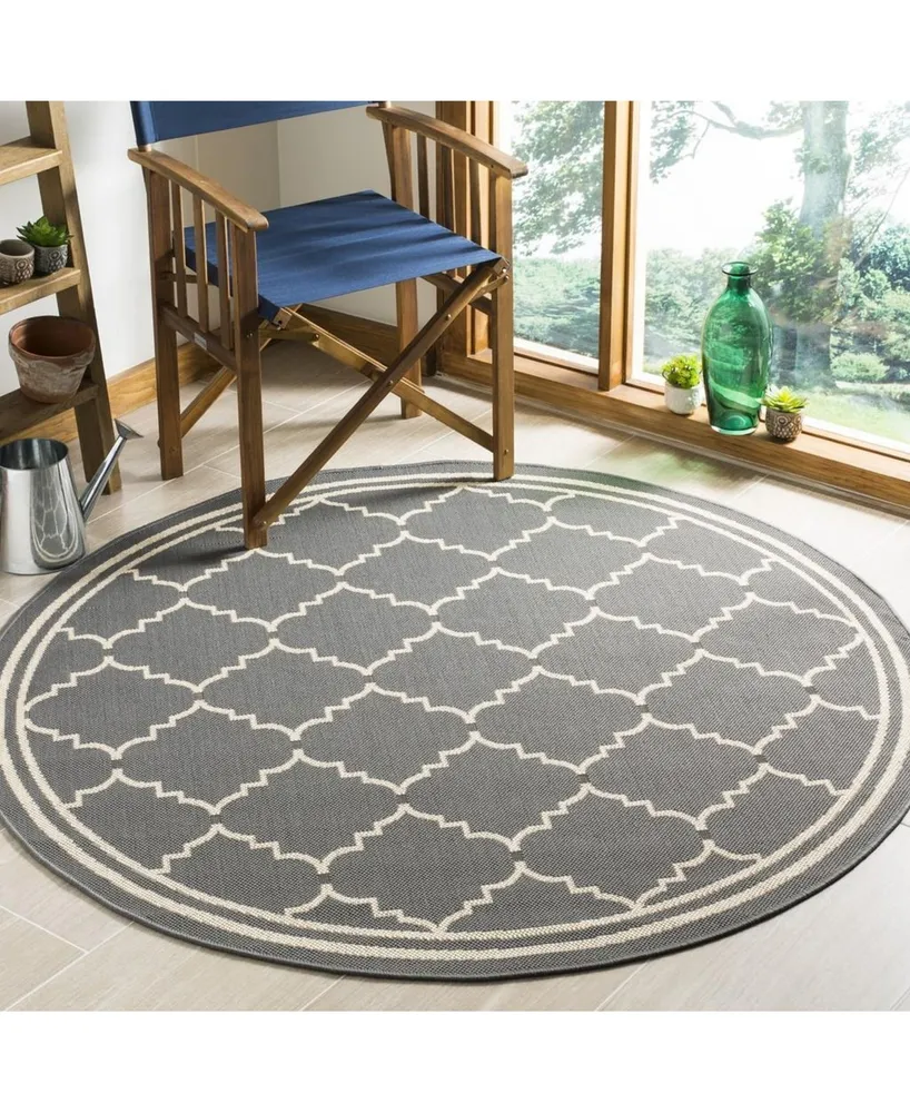 Safavieh Courtyard CY6889 Gray and Beige 5'3" x 5'3" Sisal Weave Round Outdoor Area Rug