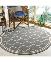 Safavieh Courtyard CY6889 Gray and Beige 5'3" x 5'3" Sisal Weave Round Outdoor Area Rug