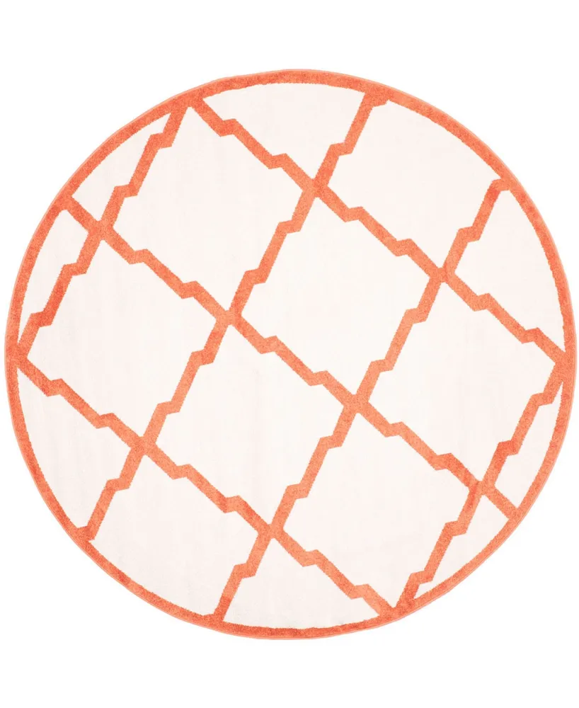 Safavieh Amherst AMT421 Beige and Orange 7' x 7' Round Area Rug