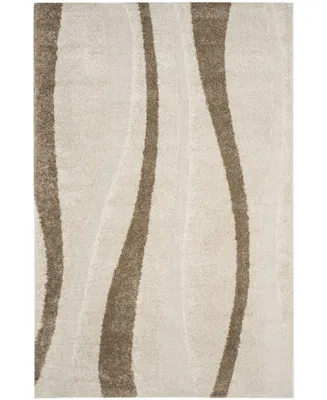 Safavieh Florida Shag SG451 Cream and Dark Brown 6' x 9' Area Rug