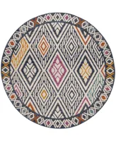 Safavieh Evoke EVK286 Navy and Ivory 6'7" x 6'7" Round Area Rug