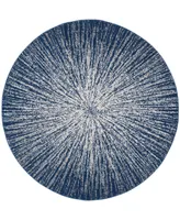 Safavieh Evoke EVK228 Navy and Ivory 6'7" x 6'7" Round Area Rug