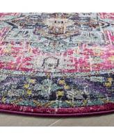 Safavieh Monaco MNC253 Fuchsia and Gray 6'7" x 6'7" Round Area Rug