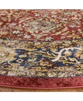 Safavieh Bijar BIJ632 Red and Royal 6'7" x 6'7" Round Area Rug