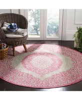 Safavieh Courtyard CY8751 Light Gray and Fuchsia 6'7" x 6'7" Sisal Weave Round Outdoor Area Rug