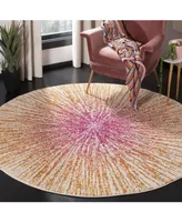 Safavieh Evoke EVK228 Fuchsia and Cream 6'7" x 6'7" Round Area Rug