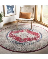 Safavieh Monaco MNC257 Ivory and Red 6'7" x 6'7" Round Area Rug