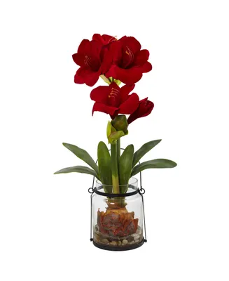 Nearly Natural 24" Amaryllis w/Vase