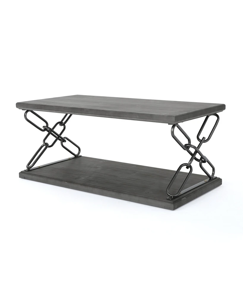 Milah Industrial Faux Wood Coffee Table