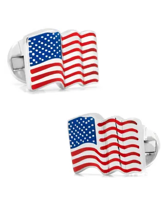 Sterling Waving American Flag Cufflinks