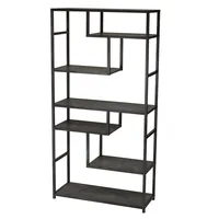 Household Essentials Slate Faux Concrete Tall Open Shelf Bookcase