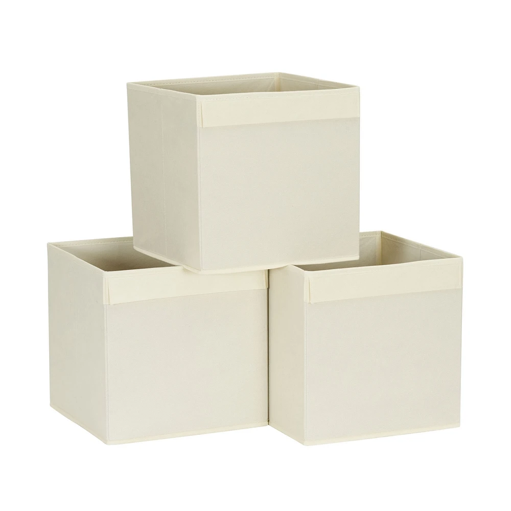 Household Essentials Lip Pull Collapsible Fabric Cube, Natural