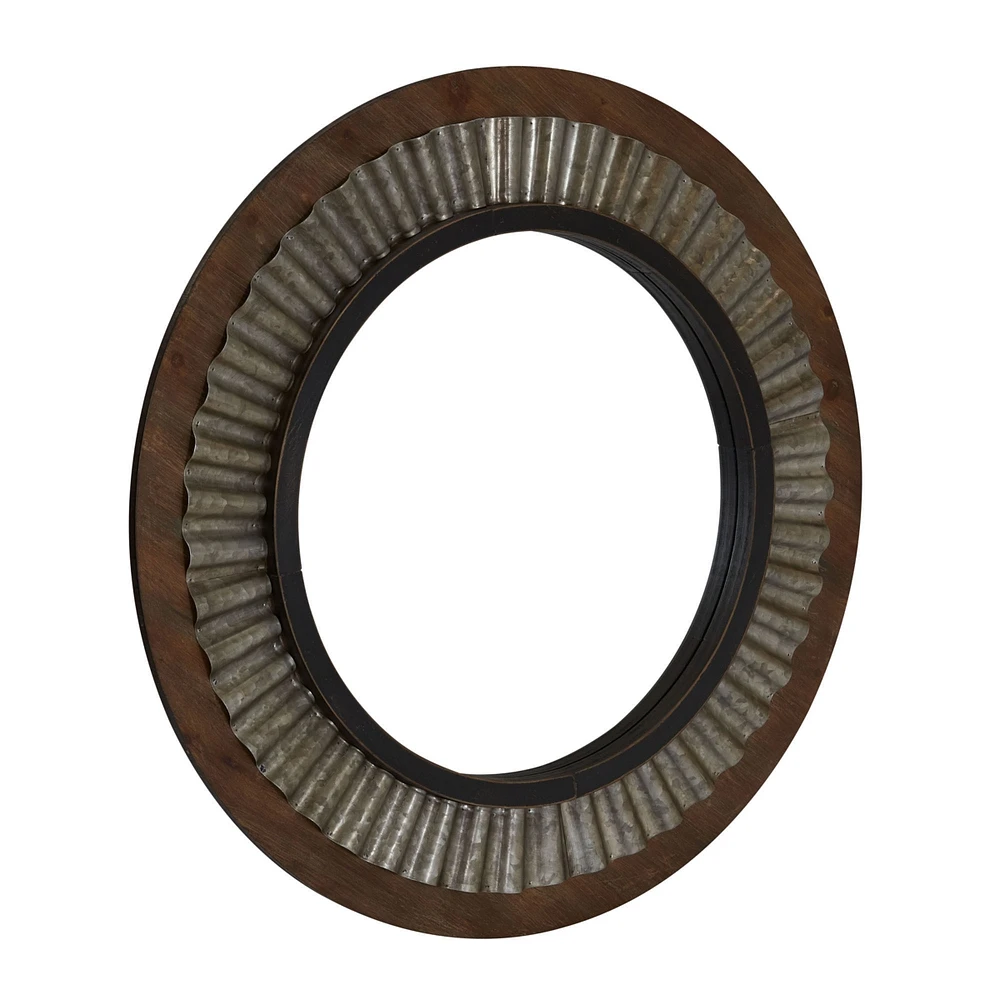 Household Essentials Wood Framed Sunburst Metal Mirror