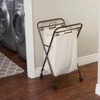 Household Essentials Antique Bronze Rolling Laundry Hamper