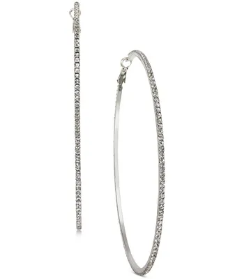 I.n.c. International Concepts Silver-Tone Extra-Large Pave Hoop Earrings, 3.54", Created for Macy's