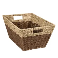 Honey Can Do Set of 3 Rectangle Nesting Seagrass Baskets with Built-In Handles