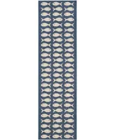 Safavieh Courtyard CY6013 Navy and Beige 2'3" x 8' Sisal Weave Runner Outdoor Area Rug