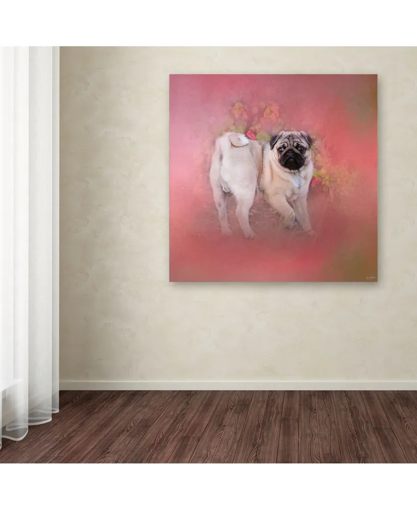 Jai Johnson 'Pug In The Garden' Canvas Art - 18" x 18" x 2"