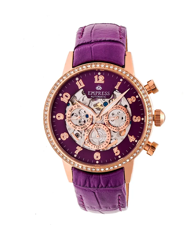 Empress Beatrice Automatic Purple Leather Watch 38mm