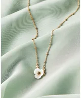 lonna & lilly Gold-Tone Crystal & Imitation Mother-of-Pearl Flower Pendant Necklace, 16" + 3" extender