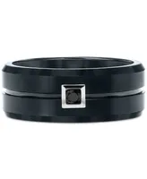 Triton Men's Black Tungsten Ring, Diamond Wedding Band (1/10 ct. t.w.)