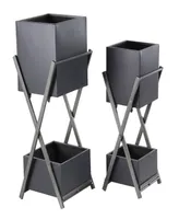 Rosemary Lane Set of 2 Industrial Tin 2-Tiered Plant Stands