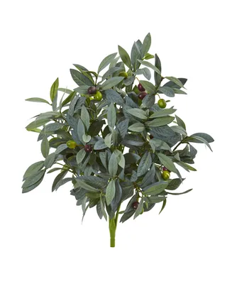 Nearly Natural 21" Olive Bush with Berries Artificial Plant (Set of 3)