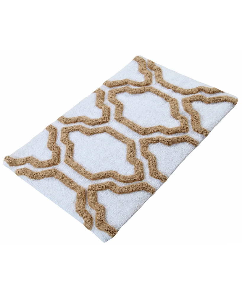 Saffron Fabs Quatrefoil Non-Skid Cotton Bath Rug, 24" x 36"