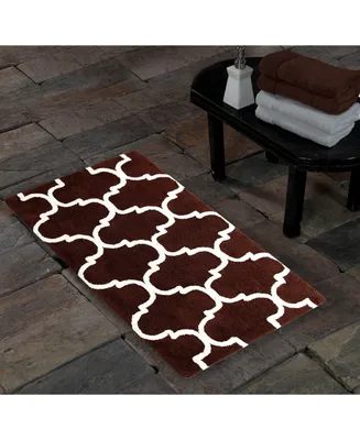 Saffron Fabs Geometric 50' x 30' Non-Skid Cotton Bath Rug