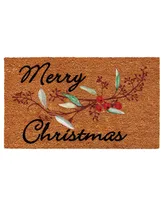 Home & More Merry Christmas Berries Coir/Vinyl Doormat, 17" x 29"