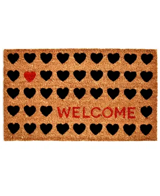 Home & More Heart Welcome Coir/Vinyl Doormat, 17" x 29"