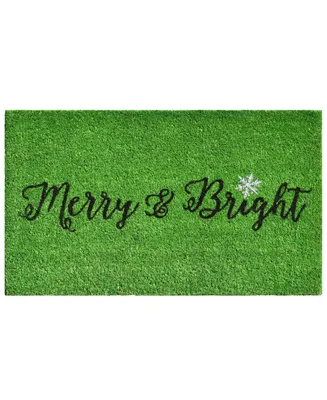Home & More Green Merry and Bright Coir/Vinyl Doormat, 17" x 29"