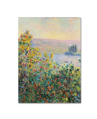 Monet 'Flower Beds At Vetheuil' Canvas Art - 19" x 14" x 2"