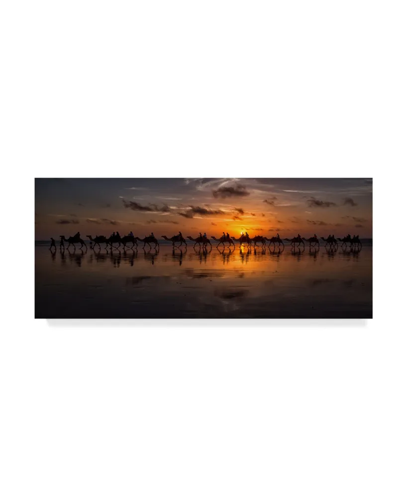 Louise Wolbers 'Sunset Camel Safari' Canvas Art - 24" x 10" x 2"