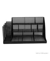 Mind Reader 14 Compartment 3 Tier Large Breakroom Condiment Organizer Metal Mesh