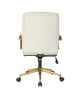 Mid-back Faux Leather Chair with Arms and Base