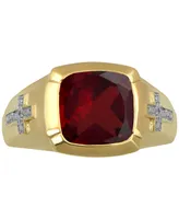 Men's Garnet (7-3/4 ct. t.w.) & Diamond Accent Ring in 18k Gold Over Sterling Silver