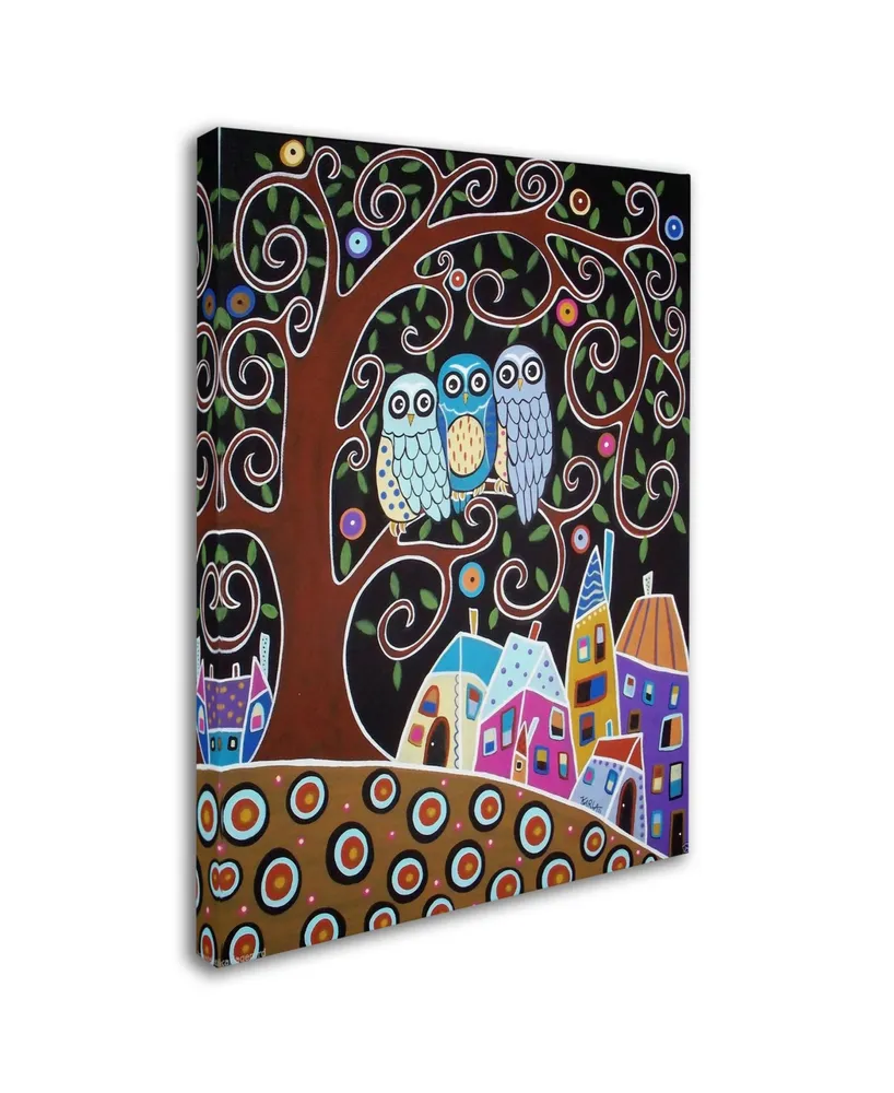 Karla Gerard 'Three Owls' Canvas Art - 19" x 14" x 2"