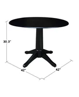 International Concept 42" Round Dual Drop Leaf Pedestal Table