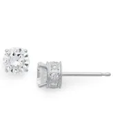 Diamond Filigree Stud Earrings in 14k White Gold (1